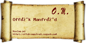 Offák Manfréd névjegykártya